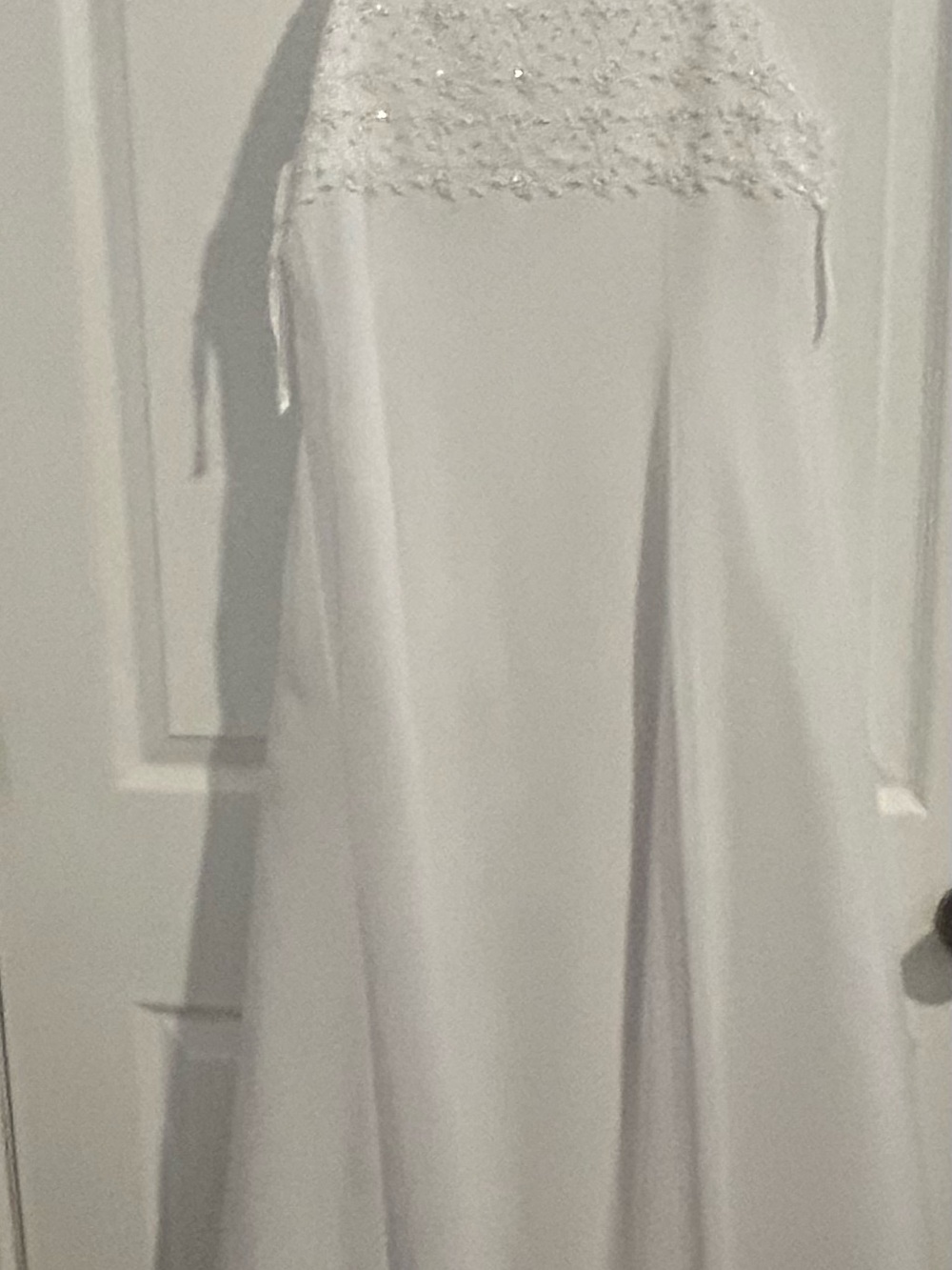 David's Bridal White Beaded A-Line Flower Girl Gown